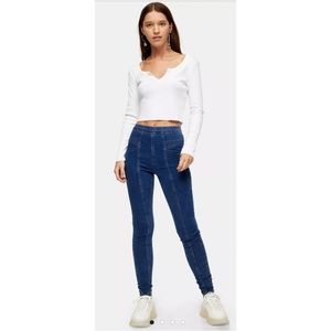 🐰NWT🐰Topshop Mid Blue Panel Joni Jeans